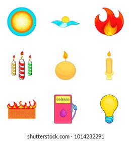 Searchlight icons set. Cartoon set of 9 searchlight vector icons for web isolated on white background