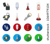 Searchlight, kerosene lamp, candle, flashlight.Light source set collection icons in cartoon,flat style vector symbol stock illustration web.