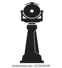 Searchlight Spotlight Beacon Tower Silhouette Vector Illustration for Security Surveillance Coastal Guard and Stage Lighting Event Design Template