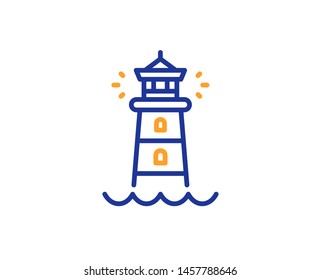 Searchlight tower sign. Lighthouse line icon. Beacon symbol. Colorful outline concept. Blue and orange thin line lighthouse icon. Vector