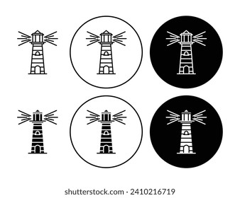 Searchlight Tower Vector Illustration Set. Light house sign suitable for apps and websites UI design style.