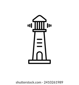 Searchlight tower vector line icon illustration.