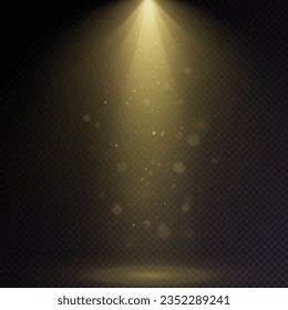 Searchlights. Light effect stage for presentation illuminated by spotlights. Vector illustration.
