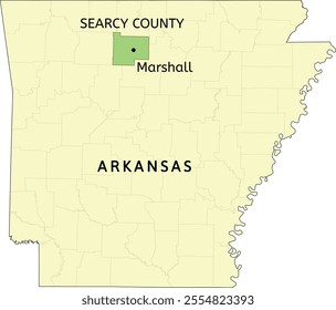 Searcy County and city of Marshall location on Arkansas state map