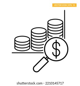  Searh money, growing graph icon vector design illustration