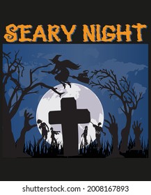 searu night Halloween T Shirt  design