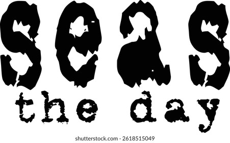 Seas The Day Typography T-shirt Design, Beach T-shirt Design, summer retro boho design, Vintage Distressed, vector file, silhouette file, typewriter