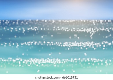 Seascape in abstract style. Blurred and sparking sea waves. Perfect for travel or sea vacation backgrounds. Vector illustration
