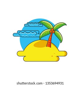 seascape beach with palm
