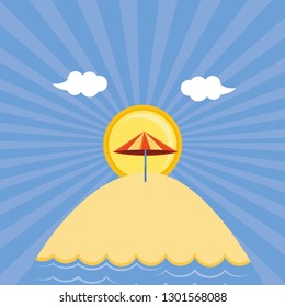 seascape beach with umbrella