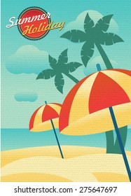 seascape and beach umbrellas