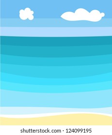Seascape and beach. Vector illustration