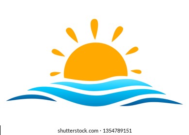 Seascape, blue sea and sun, summer sign – vector for stock