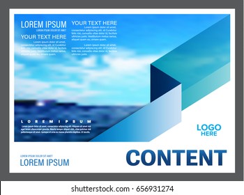 Seascape and blue sky presentation layout design template background for tourism travel business. illustration vector artwork.