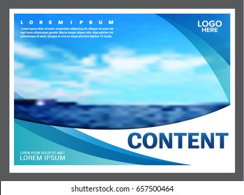 Seascape and blue sky presentation layout design template background for tourism travel business. illustration vector artwork.