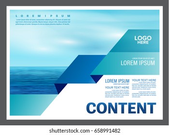 Fondo de diseño de diseño de presentación en cielo azul y paisajes marinos para viajes turísticos. ilustración vectorial.