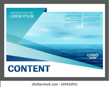 Seascape and blue sky presentation layout design template background for tourism travel business. illustration vector artwork.