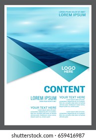 Seascape and blue sky presentation layout design template background for tourism travel business. illustration vector artwork.