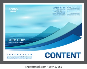 Seascape and blue sky presentation layout design template background for tourism travel business. illustration vector artwork.