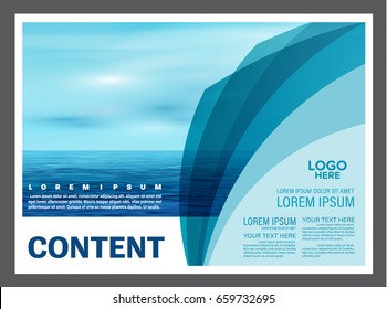 Seascape and blue sky presentation layout design template background for tourism travel business. illustration vector artwork.