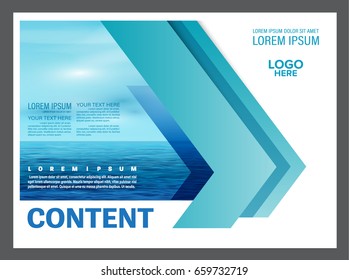 Seascape and blue sky presentation layout design template background for tourism travel business. illustration vector artwork.