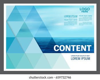 Seascape and blue sky presentation layout design template background for tourism travel business. illustration vector artwork.