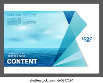 Seascape and blue sky presentation layout design template background for tourism travel business. illustration vector artwork.