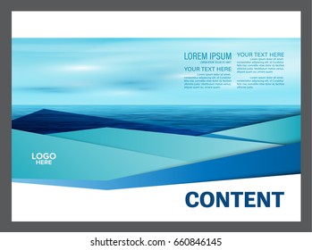 Seascape und blauer Himmel Präsentation Layout Design-Hintergrund für Tourismus-Business. Vektorgrafik.