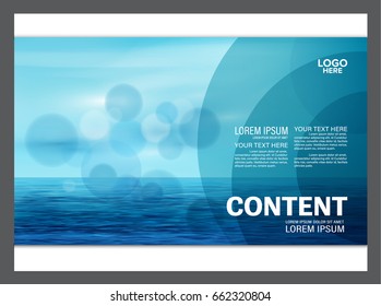 Seascape and blue sky presentation layout design template background for tourism travel business. illustration vector artwork.