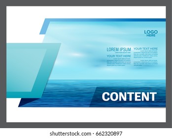 Seascape and blue sky presentation layout design template background for tourism travel business. illustration vector artwork.