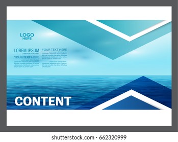 Seascape and blue sky presentation layout design template background for tourism travel business. illustration vector artwork.