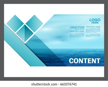 Seascape and blue sky presentation layout design template background for tourism travel business. illustration vector artwork.
