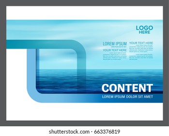 Seascape and blue sky presentation layout design template background for tourism travel business. illustration vector artwork.