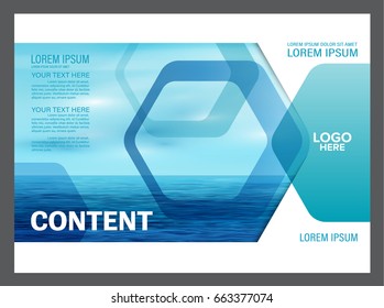 Seascape and blue sky presentation layout design template background for tourism travel business. illustration vector artwork.