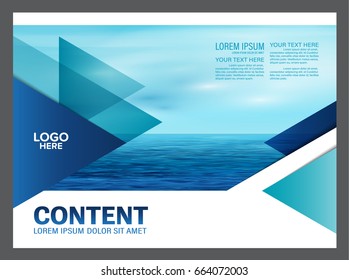Seascape and blue sky presentation layout design template background for tourism travel business. illustration vector artwork.