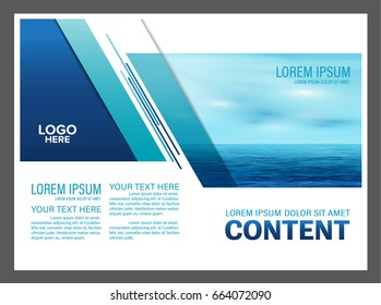 Seascape and blue sky presentation layout design template background for tourism travel business. illustration vector artwork.