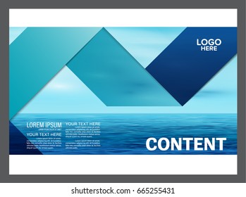 Seascape and blue sky presentation layout design template background for tourism travel business. illustration vector artwork.