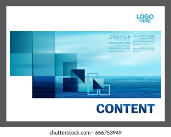 Seascape and blue sky presentation layout design template background for tourism travel business. illustration vector artwork.
