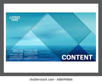 Seascape and blue sky presentation layout design template background for tourism travel business. illustration vector artwork.
