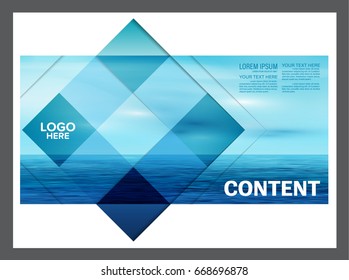 Seascape and blue sky presentation layout design template background for tourism travel business. illustration vector artwork.