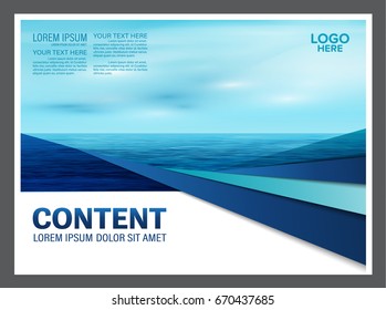 Seascape And Blue Sky Presentation Layout Design Template Background For Tourism Travel Business. Illustration Vector Artwork.