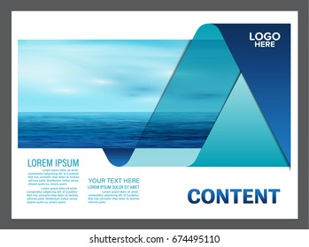 Seascape and blue sky presentation layout design template background for tourism travel business. illustration vector artwork.