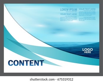 Seascape and blue sky presentation layout design template background for tourism travel business. illustration vector artwork.