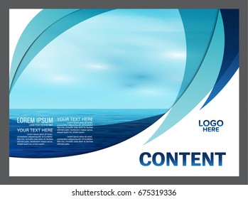 Seascape and blue sky presentation layout design template background for tourism travel business. illustration vector artwork.