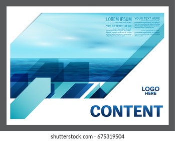 Seascape and blue sky presentation layout design template background for tourism travel business. illustration vector artwork.