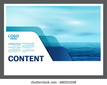 Seascape and blue sky presentation layout design template background for tourism travel business. illustration vector artwork.