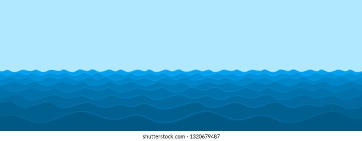 Seascape with blue wave. 