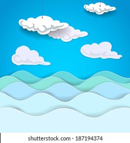 seascape with clouds. vector illustration