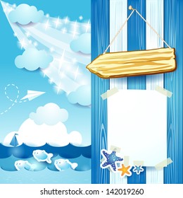 Seascape with copy space, vector illustration