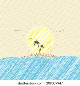 seascape doodles background. vector eps8